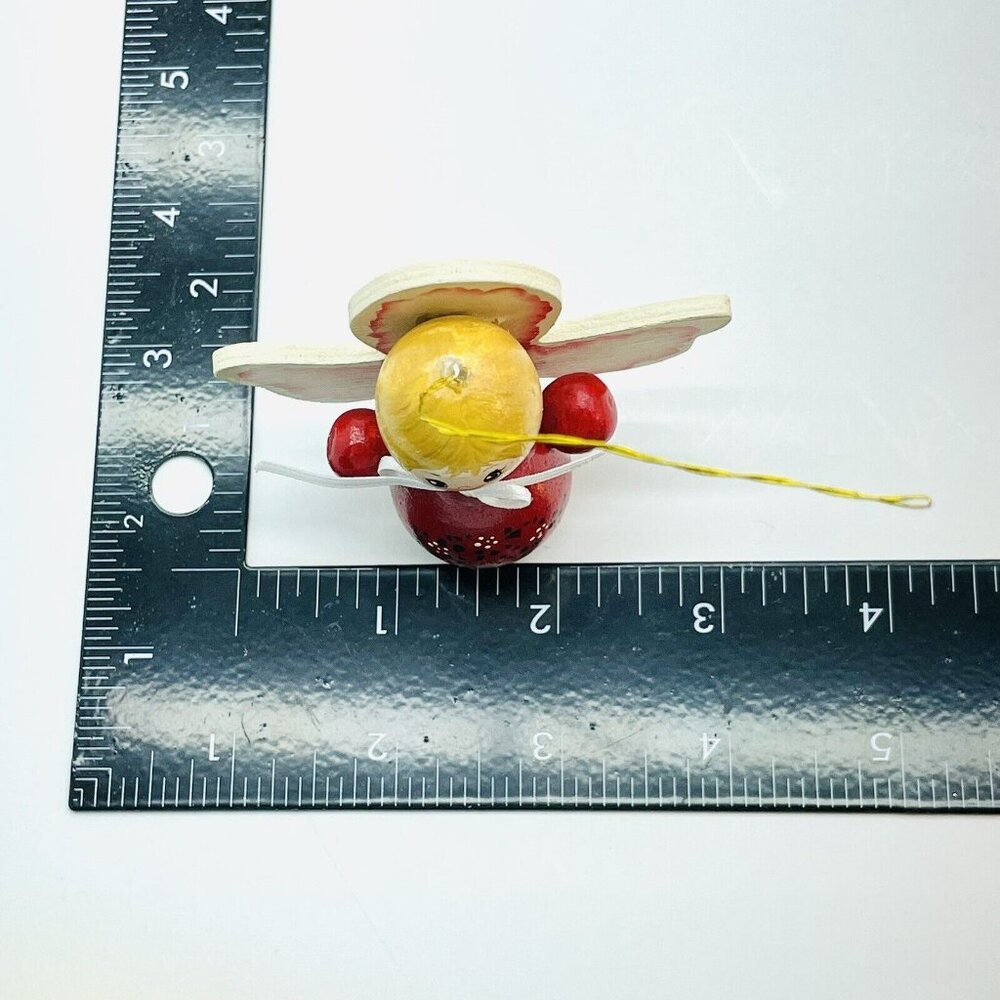 Vintage Christmas Ornament Red Wooden Star Angel Signed Dated 1986 Germany - Picture 12 of 12